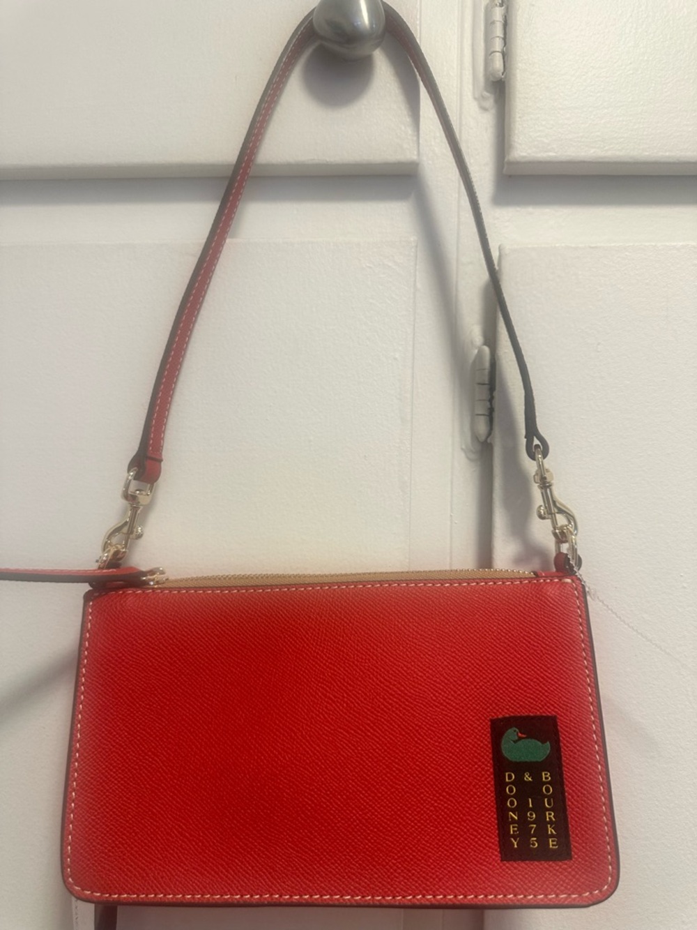 Dooney & Bourke Red Leather Crossbody Bag with Gold Hardware